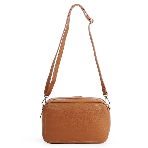 Bolso de bandolera con doble cremalleras Marrón Cora