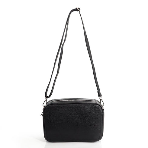 Bolso de bandolera con doble cremalleras Negro Cora