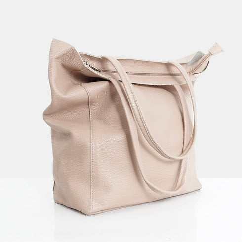 Mala shopper de senhora em pele personalizável nude Amy