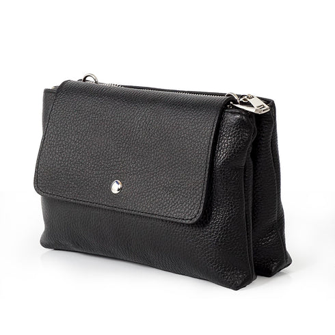 Bolso bandolera de piel con solapa Negro Cinti