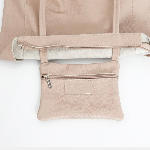Mala shopper de senhora em pele personalizável nude Amy
