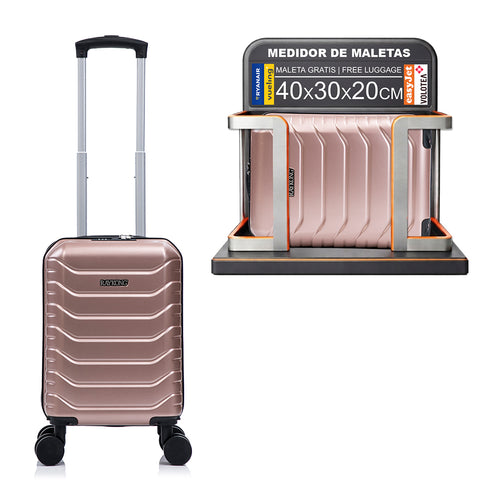Mala de Cabine ABS 40x30x20(24L)| Capacidade Máxima| Bagagem de Mão com Rodas Removíveis para Ryanair | Vueling | EasyJet - Rosa Dourado