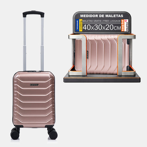 Mala de Cabine ABS 40x30x20(24L)| Capacidade Máxima| Bagagem de Mão com Rodas Removíveis para Ryanair | Vueling | EasyJet - Rosa Dourado