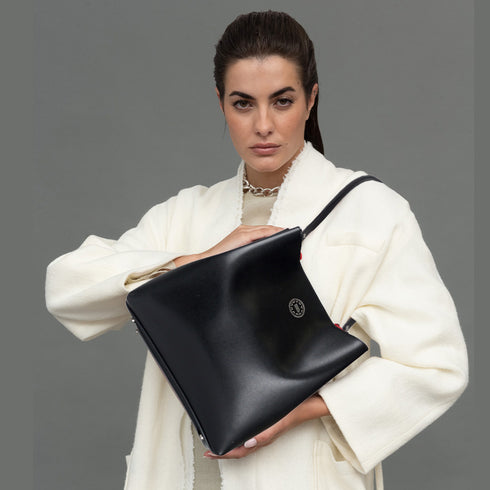 Mala Hobo de Pele Preta para Mulher - Leticia