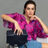 Bolso bandolera para mujer de piel con asas de mano azul marino Amelie