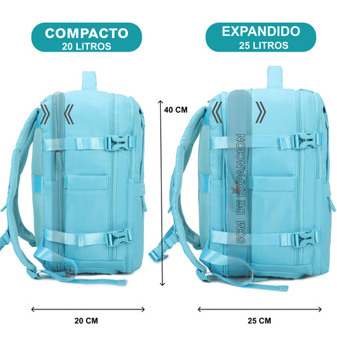 Mochila de viagem de cabine expansível dos anos 90 para Ryanair 40x25x20-25cm, com bolsa para sapatilhas, mochila casual