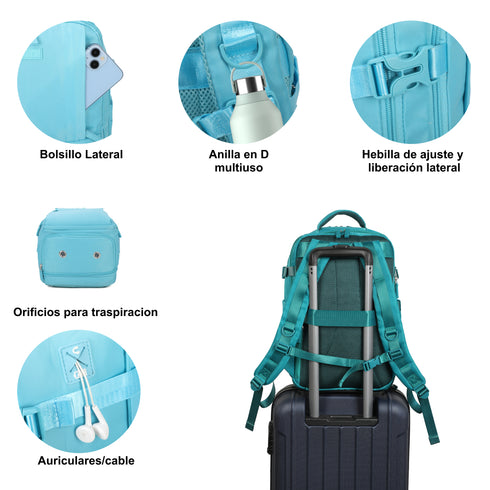 Mochila de viagem de cabine expansível dos anos 90 para Ryanair 40x25x20-25cm, com bolsa para sapatilhas, mochila casual