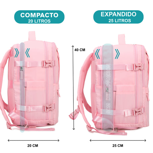 Mochila de viagem de cabine expansível dos anos 90 para Ryanair 40x25x20-25cm, com bolsa para sapatilhas, mochila casual