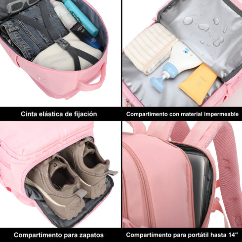 Mochila de viagem de cabine expansível dos anos 90 para Ryanair 40x25x20-25cm, com bolsa para sapatilhas, mochila casual