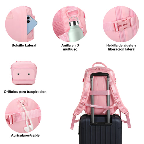 Mochila de viagem de cabine expansível dos anos 90 para Ryanair 40x25x20-25cm, com bolsa para sapatilhas, mochila casual