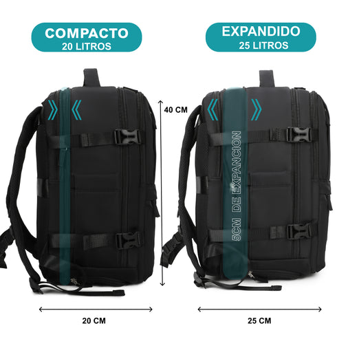 Mochila de viagem de cabine expansível dos anos 90 para Ryanair 40x25x20-25cm, com bolsa para sapatilhas, mochila casual