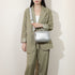 Bolso bandolera mujer pequeño de cuero PU tres compartimentos y dos bandoleras, bolso mensajero para cruzar polipiel regalo original para mujer - Plata