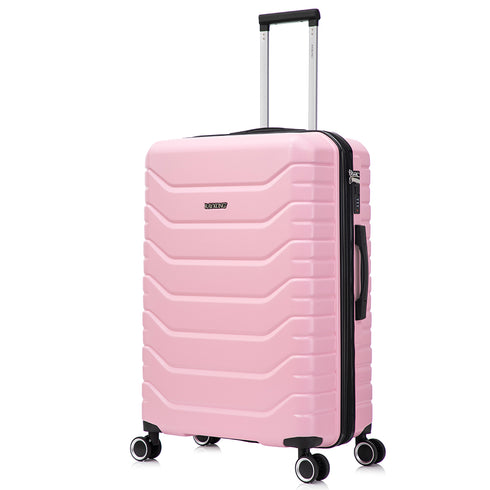 RAYKONG Mala Grande Expansível ABS+Policarbonato 75x49x31cm - 33.50cm Estendido | 114L - 123L | 28 Polegadas | 25kg semirrígida cadeado combinação - Rosa Claro