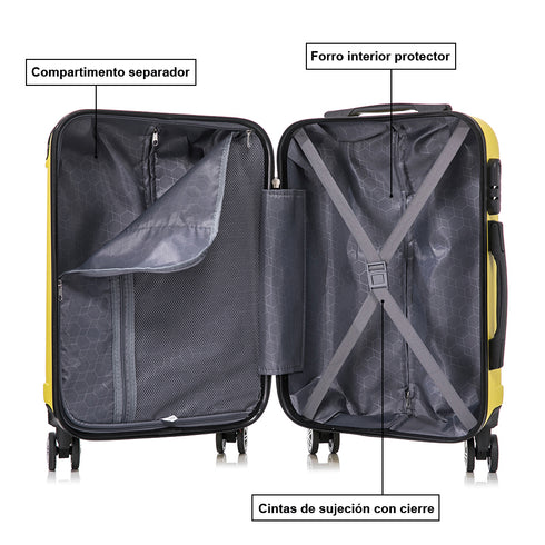Mala de Cabine ABS 55x40x20cm 44L - 20 Polegadas Amarelo - Marina