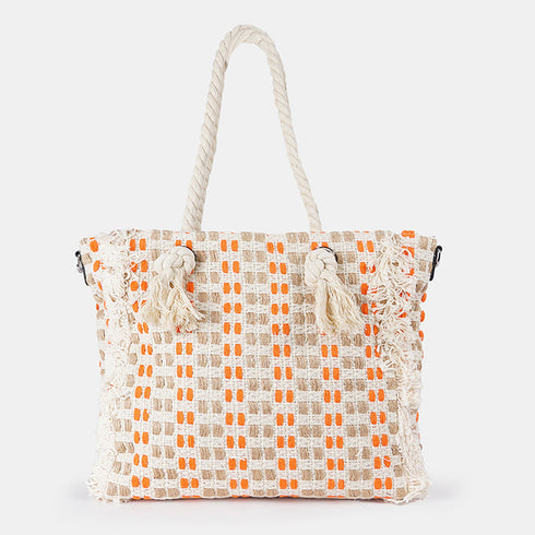 Bolso de rafia trenzado para mujer naranja Anastasia