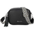 Bolso bandolera mujer pequeño de cuero PU con dos bandoleras bolso mensajero para cruzar PU - Negro