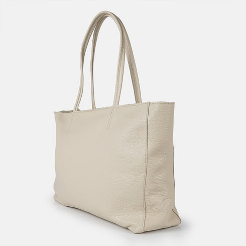 Mala shopper de pele bege para senhora, personalizável, modelo Luna