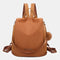 Mochila Antirroubo Impermeável para Mulher (14,80L) | Mochila Conversível em mala de ombro com pompom e alça removível de adorno Castanho
