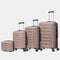 Conjunto de 4 Malas ABS+PC|Necessaire 29cm|Cabine 55x40x20cm|Média Expansível 20kg-23kg - 66x45x27.50-30cm|Grande Expansível 23kg-25kg - 75x49x31-33.50cm | Rosa Dourado