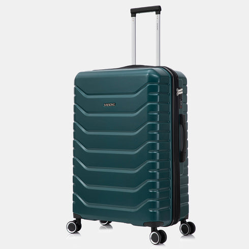RAYKONG Mala Média Expansível ABS+Policarbonato 66x45x27.50cm - 30cm Expandida | 82L - 90L | 24 Polegadas |23kg semirrígida cadeado de combinação - Verde