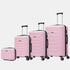 Conjunto de 4 Malas ABS+PC|Necessaire 29cm|Cabine 55x40x20cm|Média Expansível 20kg-23kg - 66x45x27.50-30cm|Grande Expansível 23kg-25kg - 75x49x31-33.50cm | Rosa Claro