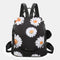 Mochila Antirroubo Impermeável para mulher (14.80L) | Mochila Convertível em mala com pompom e pega decorativa removível Margaridas