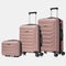 Conjunto de 3 Malas|Necessaire 29x35x16.50cm|Mala de Cabine ABS+PC 55x40x20cm|Média Expansível 20kg-23kg - 66x45x27.50-30cm | Rosa Dourado