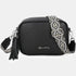 Bolso bandolera mujer pequeño de cuero PU con dos bandoleras bolso mensajero para cruzar PU - Negro
