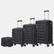 Conjunto de 4 Malas ABS+PC|Necessaire 29cm|Cabine 55x40x20cm|Média Expansível 20kg-23kg - 66x45x27.50-30cm|Grande Expansível 23kg-25kg - 75x49x31-33.50cm | Preto