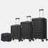 Conjunto de 4 Malas ABS+PC|Necessaire 29cm|Cabine 55x40x20cm|Média Expansível 20kg-23kg - 66x45x27.50-30cm|Grande Expansível 23kg-25kg - 75x49x31-33.50cm | Preto