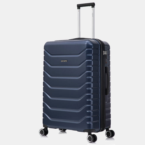 RAYKONG Mala Grande Expansível ABS+Policarbonato 75x49x31cm - 33.50cm Estendida | 114L - 123L | 28 Polegadas | 25kg semirrígidas com cadeado de combinação - Azul Marinho