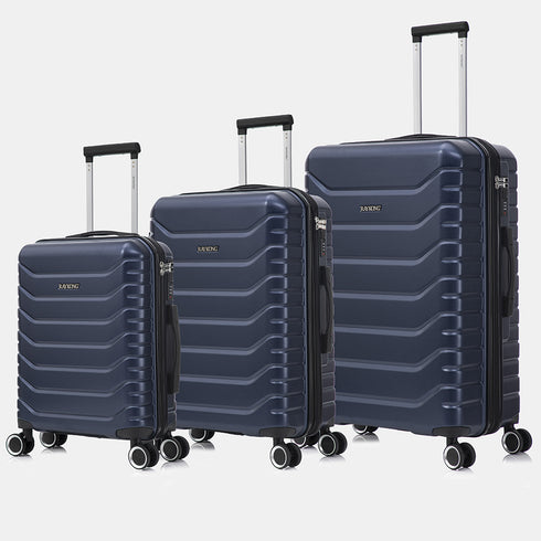 Raykong Conjunto de Malas de Viagem 3 Peças | Mala de Cabine 55cm | Média Expansível 65cm | Grande Expansível 75cm - Watt (Azul Marinho)