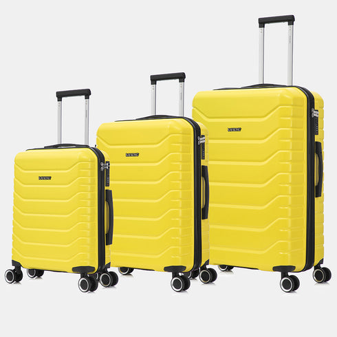 Conjunto de malas Raykong 3 peças | Mala de Cabine 55cm | Média Expansível 65cm | Grande Expansível 75cm - Watt (Amarelo)