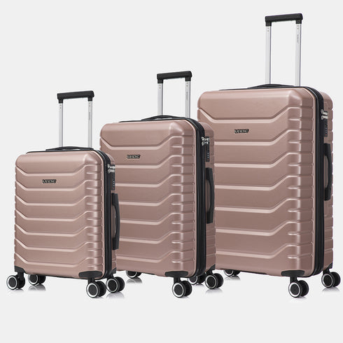Raykong Conjunto de Malas de Viagem 3 Peças | Mala de Cabine 55cm | Média Expansível 65cm | Grande Expansível 75cm - Watt (Rosa Dourado)