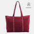 Mala shopper de senhora em pele personalizável com tachas bordeaux Alexandra