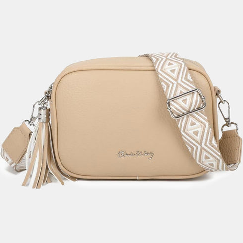 Bolsa a tiracolo pequena de PU para mulher com duas alças tiracolo, bolsa tiracolo PU – Castanho-acinzentado