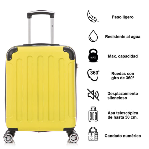 Raykong Mala de Cabine ABS 55x40x20cm (44L) Máximo aproveitamento do espaço - 20 Polegadas - Amarelo