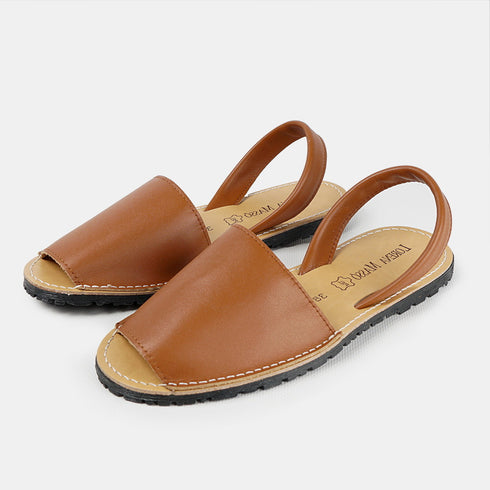 Alpercatas de pele para mulher castanhas Adara