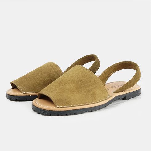 Albarcas de pele para mulher cáqui Adara