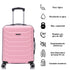 Conjunto de 4 Malas ABS+PC|Necessaire 29cm|Cabine 55x40x20cm|Média Expansível 20kg-23kg - 66x45x27.50-30cm|Grande Expansível 23kg-25kg - 75x49x31-33.50cm | Rosa Claro