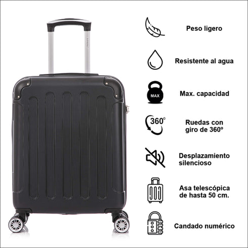 Raykong Mala de Cabine ABS 55x40x20cm (44L) Máximo aproveitamento do espaço - 20 Polegadas - Preto