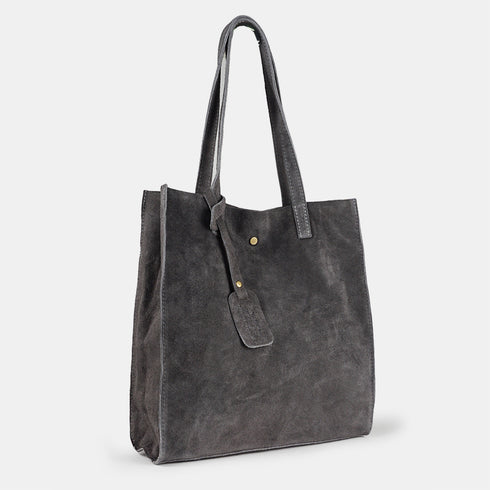 Mala tote de pele lisa cinzenta Cloe