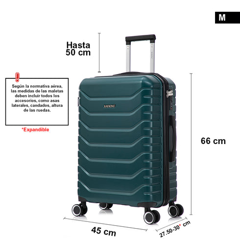 RAYKONG Mala Média Expansível ABS+Policarbonato 66x45x27.50cm - 30cm Expandida | 82L - 90L | 24 Polegadas |23kg semirrígida cadeado de combinação - Verde