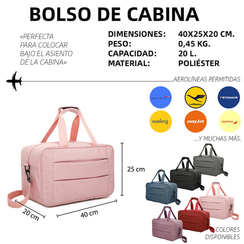 Raykong Mala de Cabine Conversível em Mochila 40x20x25cm Ryanair 10kg Bagagem de Mão Mala de Cabine Vueling Rosa