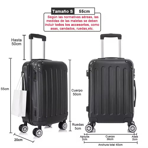 Mala de Cabine ABS 55x40x20cm 44L - 20 Polegadas Preto - Marina