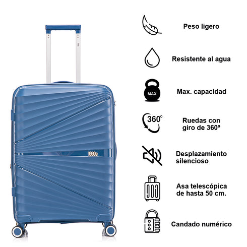Mala de viagem grande extensível 75cm Castanho Azul-marinho anos 90