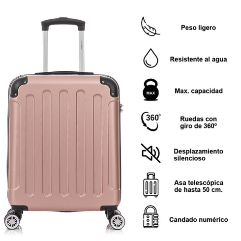 Raykong Maleta Cabina ABS 55x40x20cm (44L) Maxima aprovechamiento de espacio - 20 Pulgadas - RosaDoradaRaykong