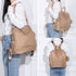 Mochila Antirroubo Impermeável para Mulher (14.80L) | Mochila Convertível em mala de ombro com pompão e alça amovível decorativa Cáqui