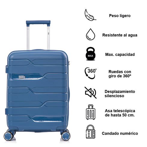 Mala de viagem de tamanho médio extensível de 65 cm, anos 90, Bass azul-marinho