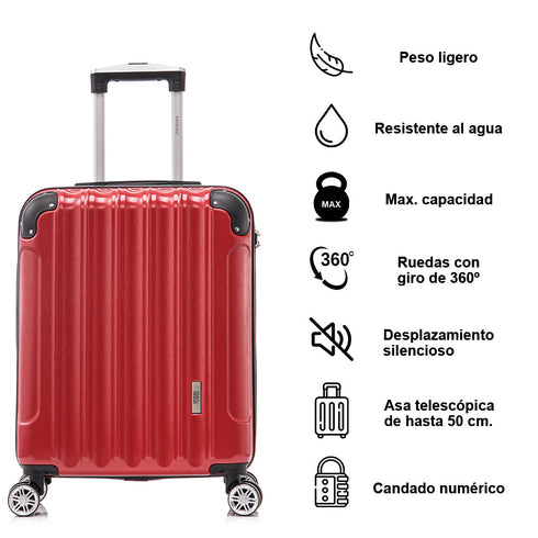 Mala de Cabine 55x40x20cm Policarbonato (44L) - 20 Polegadas - Vermelho